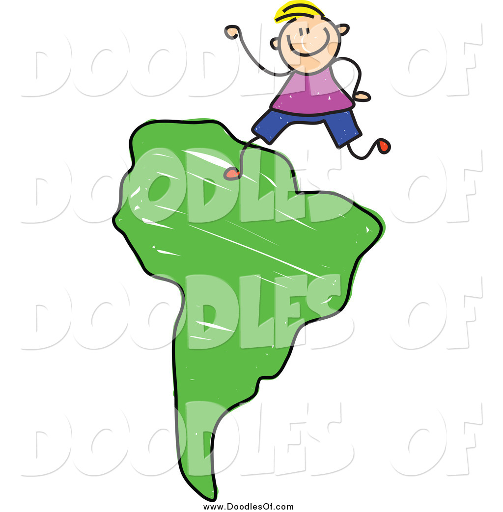1024x1044 Vector Clipart Of A Doodled Blond White Boy On A Green South