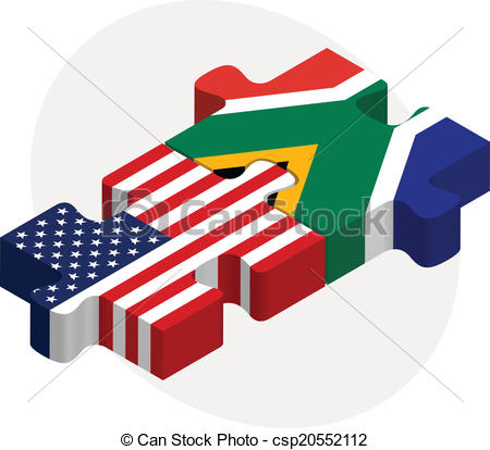 450x414 Vector Illustration Of Usa And South Africa Flags In Puzzle
