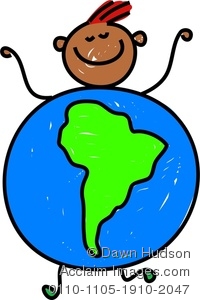 200x300 Clipart Image Of A Happy Little Boy Dressed Up As A Globe Of South