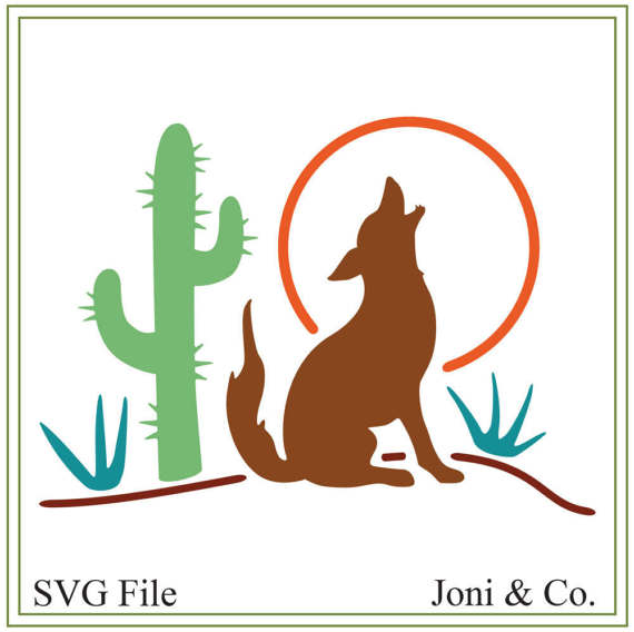570x568 Southwest Coyote Svg. Coyote Svg Vinyl Cutting Wall Art