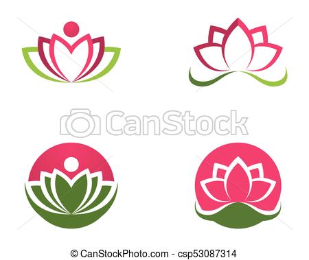 450x379 Lotus Flower Sign For Wellness, Spa And Yoga. Vector Vector