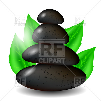 400x400 Spa Stones Background With Green Leaves Royalty Free Vector Clip