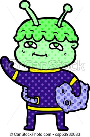 310x470 Friendly Cartoon Spaceman Waving Vector