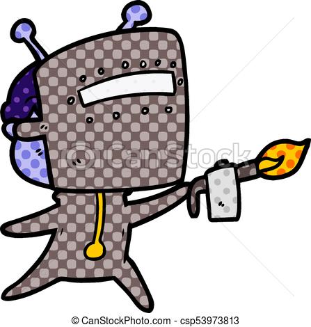 447x470 Friendly Cartoon Spaceman Welding Vector Clip Art