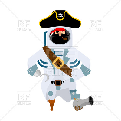 400x400 Space Pirate. Filibuster Spaceman. Royalty Free Vector Clip Art