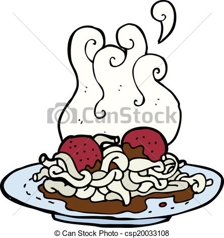 444x470 Cartoon Spaghetti And Meatballs Vector Clipart