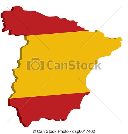 450x470 Map Of Spain With Flag Vector Illustration