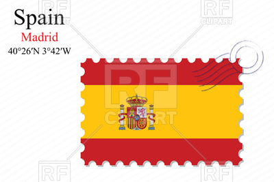 400x267 Postage Stamp With Flag Of Spain Royalty Free Vector Clip Art
