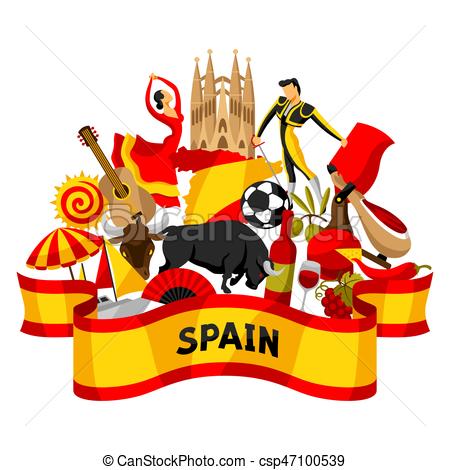 450x470 Spain Background Design. Spanish Traditional Symbols