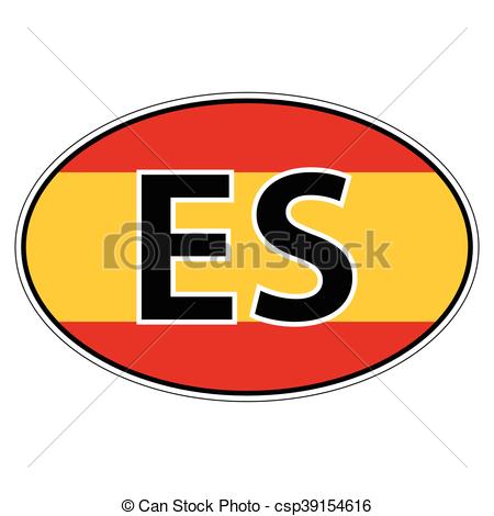 450x470 Sticker On Car, Flag Kingdom Spain With The Inscription Es