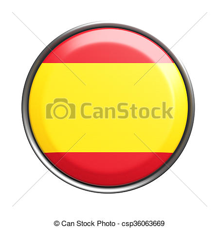 450x470 Button With Spain Flag. 3d Rendering Of Spain Button On Stock