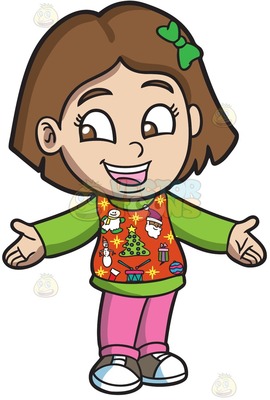 270x400 A Friendly Girl In And Ugly Christmas Sweater On A Solid Spanish