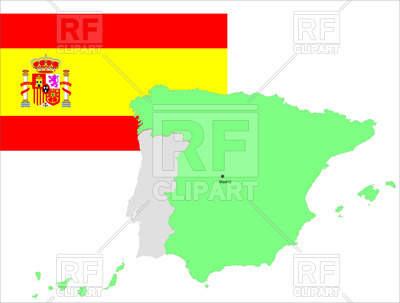 400x303 Spanish Flag And Contour Of Map Of Spain Royalty Free Vector Clip