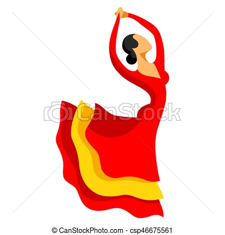 450x470 Traditional Spanish Flamenco. Woman In Red Dress Is Dancing. Clip