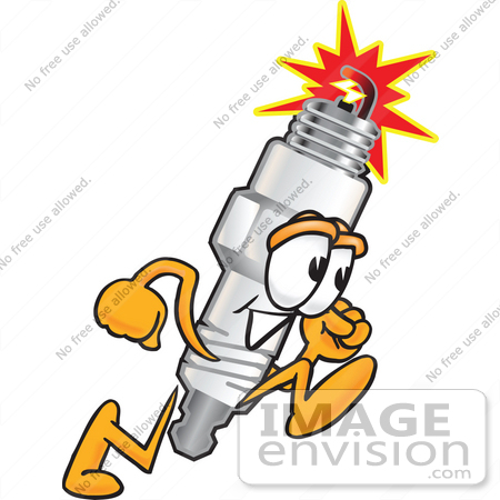 450x450 Clip Art Graphic Of A Spark Plug Mascot Character Running