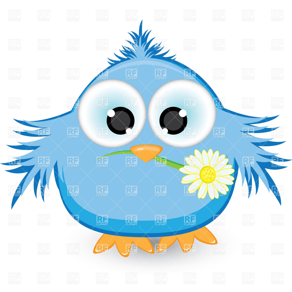 1200x1200 Blue Sparrow With A Flower In Its Beak Royalty Free Vector Clip