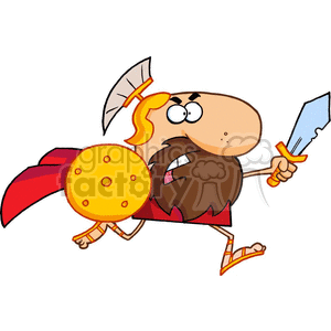300x300 Royalty Free Cartoon Character Spartan Warrior Running