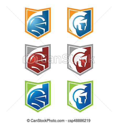 450x470 Spartan Head Logo With Variety Color Clipart