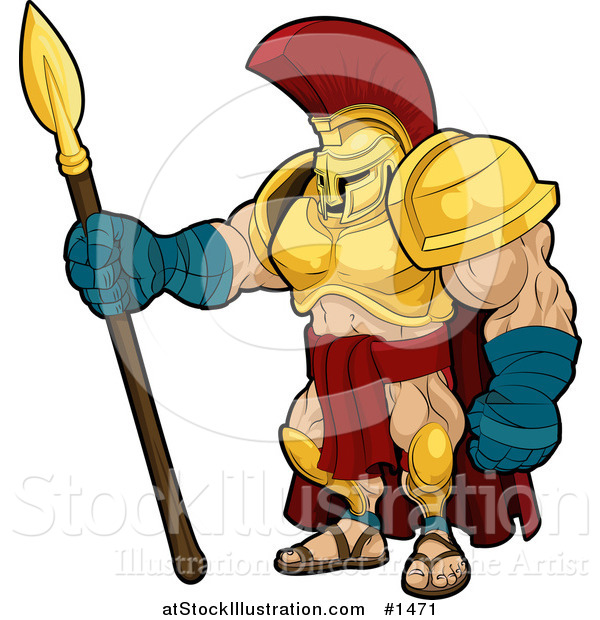 600x620 Vector Illustration Of A Muscular Spartan Or Trojan Gladiator