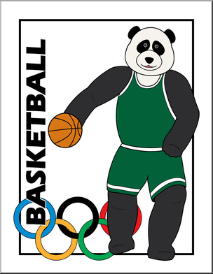 304x392 Clip Art Cartoon Olympics Panda Basketball Color I