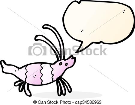 450x348 Cartoon Shrimp With Speech Bubble Clip Art Vector