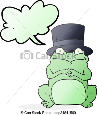 399x470 Freehand Drawn Speech Bubble Cartoon Frog In Top Hat Clip Art
