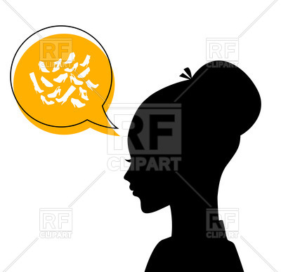 400x388 Silhouette Of Woman Head With Speech Bubble Royalty Free Vector