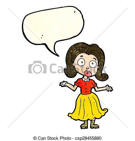 450x470 Cartoon Confused Girl With Speech Bubble Stock Illustration