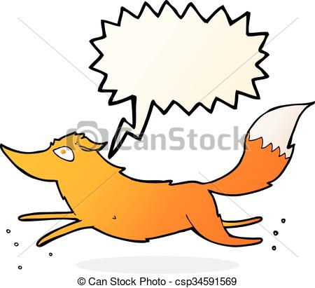 450x411 Cartoon Fox Running With Speech Bubble Clip Art Vector