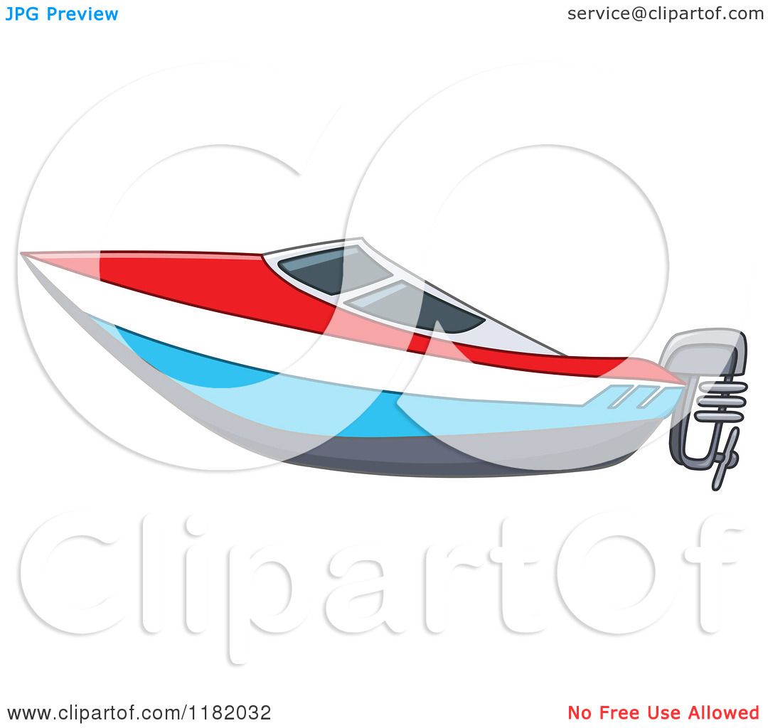 1080x1024 Cartoon Of A Red White And Blue Speed Boat