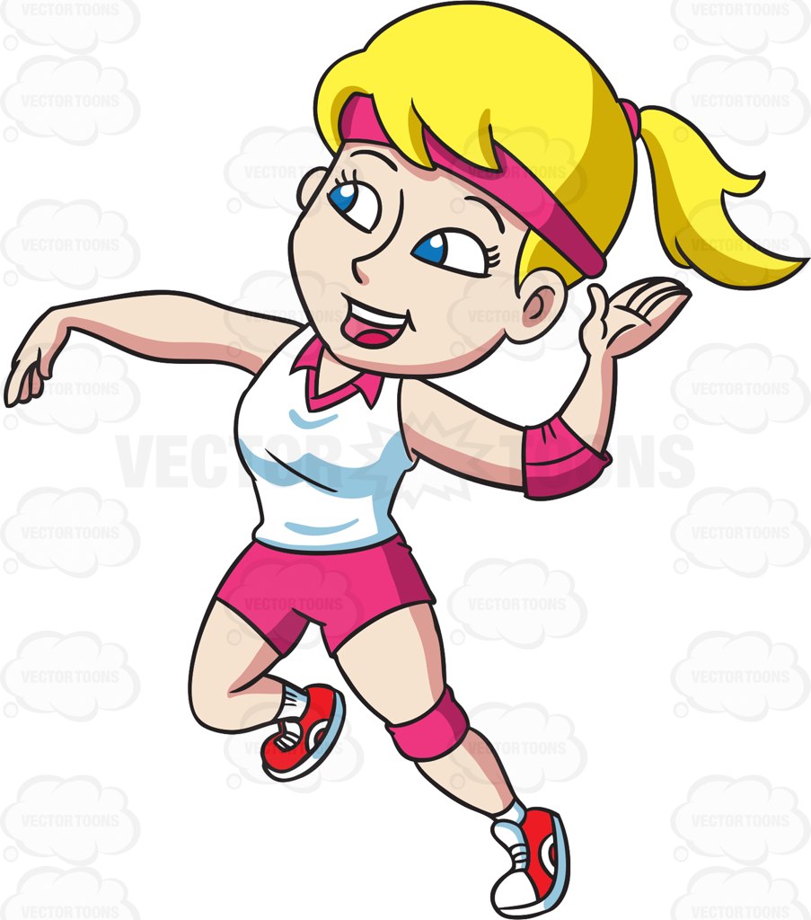 903x1024 A Female Volleyball Player Jumps To Spike A Ball Cartoon Clipart