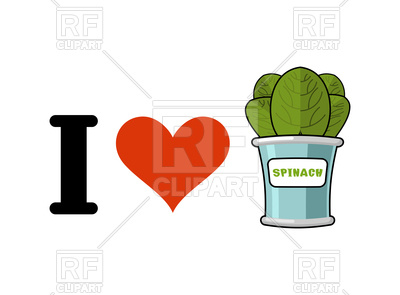 400x295 I Love Spinach Concept Royalty Free Vector Clip Art Image