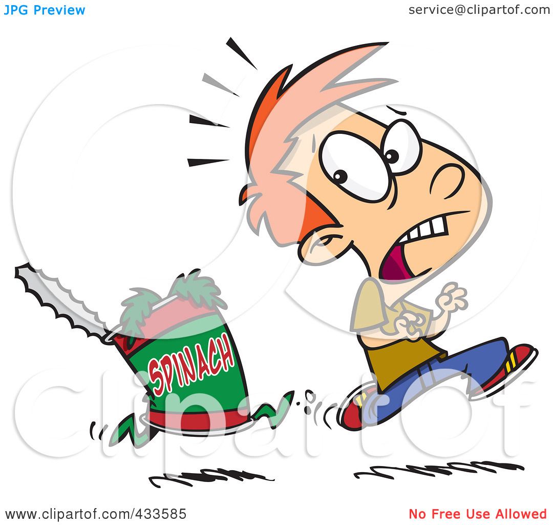 1080x1024 Royalty Free (Rf) Clipart Illustration Of A Can Of Spinach Chasing