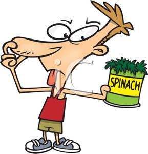 289x300 Clip Art Image A Teenage Boy Holding A Can Of Spinach Away