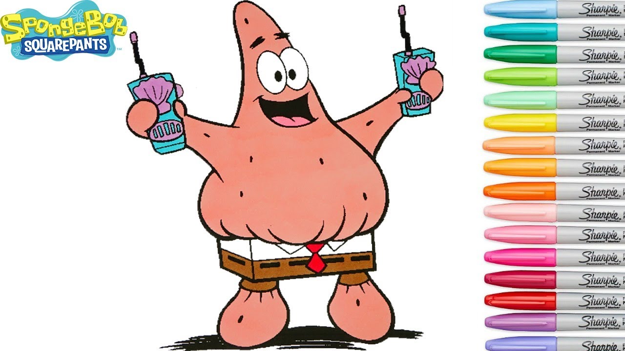 1280x720 Spongebob Squarepants Coloring Book Pages Patrick Starfish Rainbow