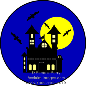 300x300 Cliprt Illustration Of Cartoon Haunted House With Batsnd