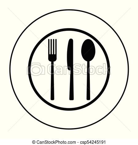 450x470 Fork, Knife And Spoon On Plate Background. Vector Eps Vectors