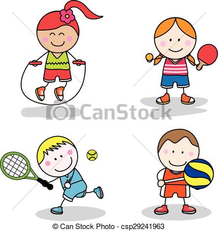 443x470 Kids Sport Collection Clip Art Vector