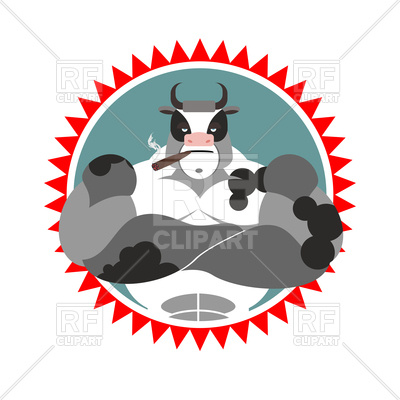 400x400 Strong Bull With Cigar, Logo For Sports Club Royalty Free Vector
