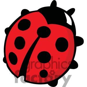 300x300 Clip Art Of Red Ladybug With 7 Black Spots And 6 Legs. 379773