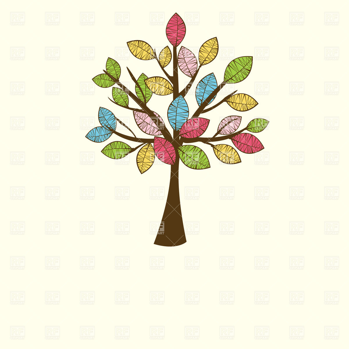 1200x1200 Colorful Spring Tree Royalty Free Vector Clip Art Image