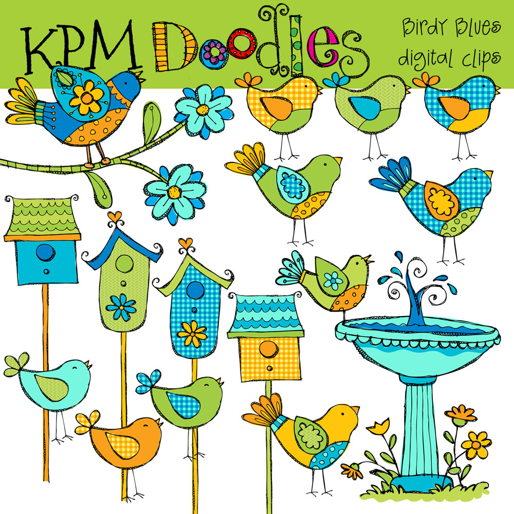 1000x1000 Blue Bird Digital Clip Art