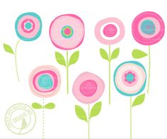 236x196 Pink Flower Clipart Spring Flowers Floral Vector Clip Art Digital