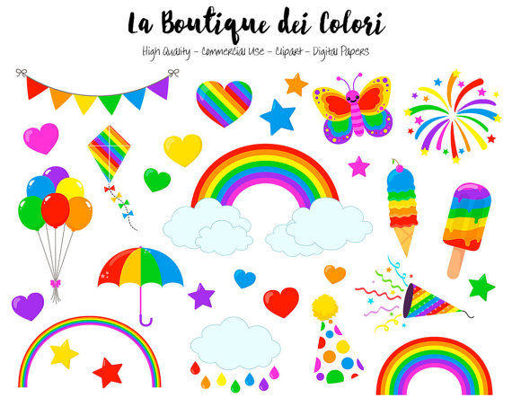 570x453 Rainbow Clipart, Cute Graphics Png, Colorful Rainbow Party Clip