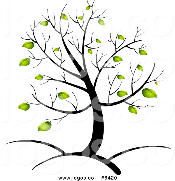 600x620 Royalty Free Clip Art Vector Logo Of A Spring Tree With Green