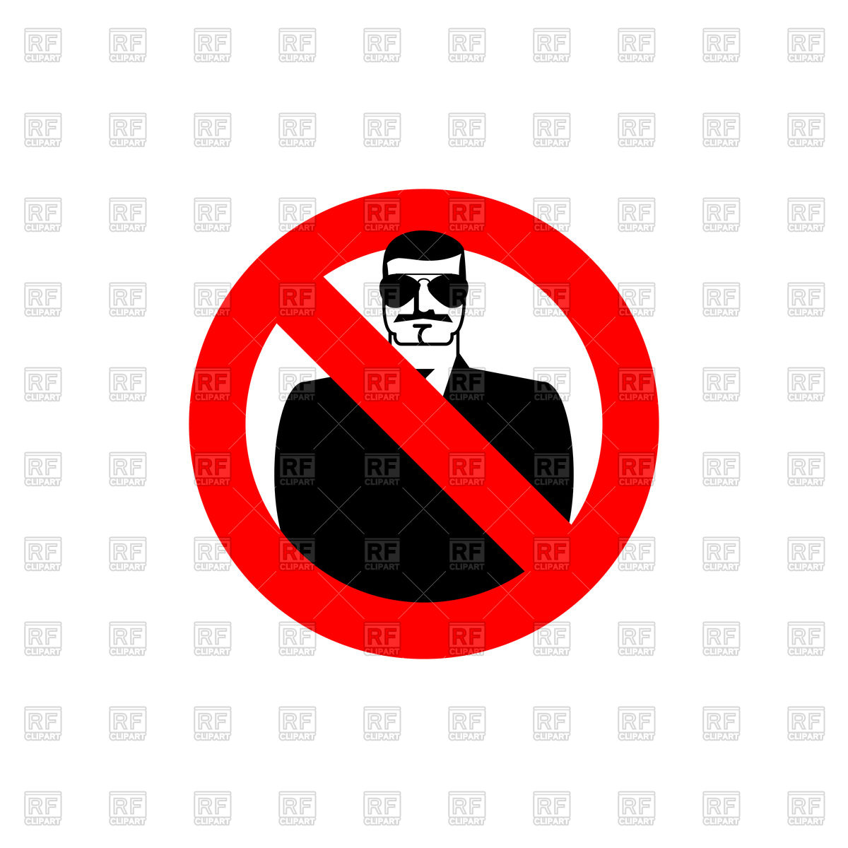 1200x1200 Stop Spy Sign, Red Forbidden Sign With Serious Man In Sunglasses