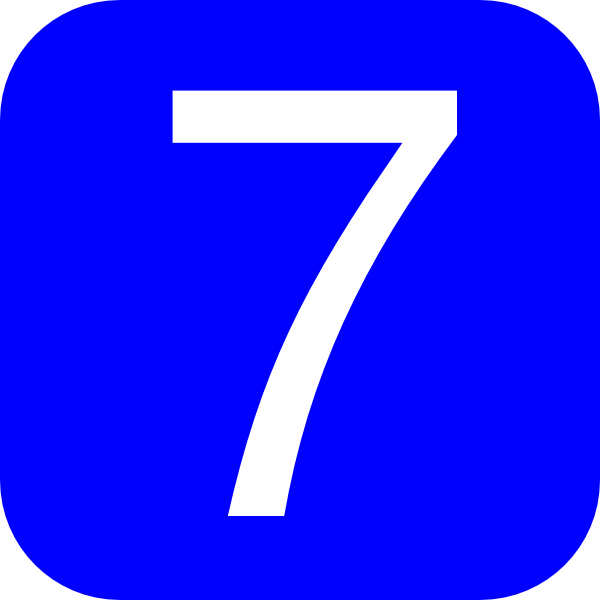 600x600 Blue, Rounded, Square With Number 7 Clip Art