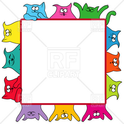 400x400 Cartoon Color Cats Around Large Square Billboard Royalty Free