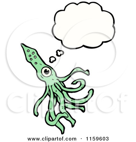 450x470 Cartoon Of A Green Squid