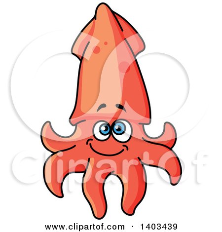 450x470 Clipart Of A Cartoon Squid